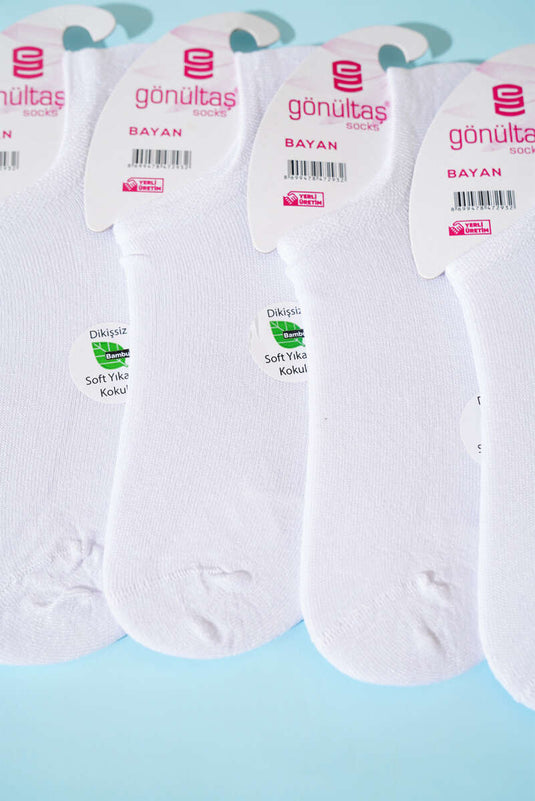 Bayan 6'lı Sneakers Bambu Çorap Beyaz