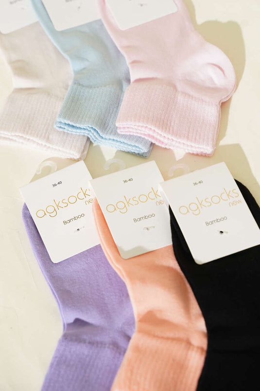 Women's Set of 6 Sport Elastic Short Cuff Socks Assorted 2