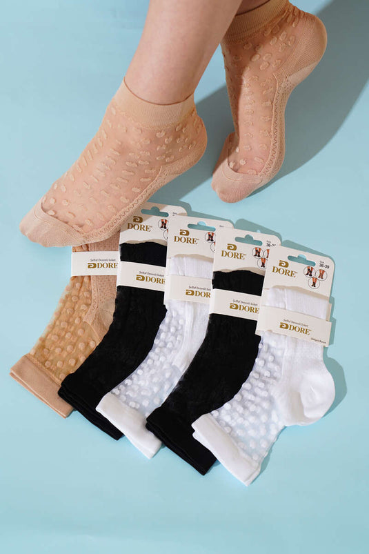 مجموعة جوارب الكاحل النسائية الشفافة المفصلة، عبوة من 6 قطع، 1