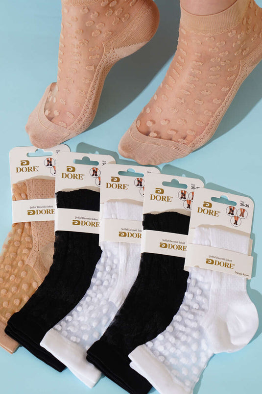 مجموعة جوارب الكاحل النسائية الشفافة المفصلة، عبوة من 6 قطع، 1