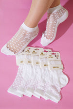 Lot de 6 paires de chaussettes transparentes blanches à détails pour femmes