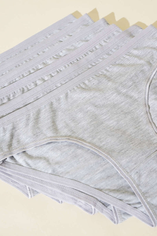 Lot de 6 culottes basiques grises pour femmes