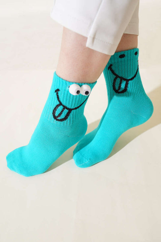 Verspielte Augenhöhlensocken für Damen, Grün