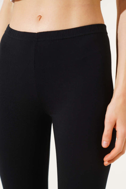 Leggings Capri en coton peigné noir pour femme