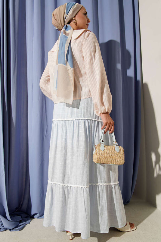 Bebe Yaka Bağlamalı Bluz Bej