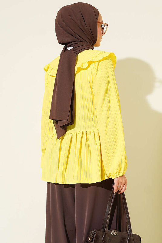 Kimono À Col Bébé Et Lien En Jaune