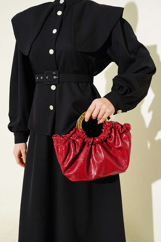 Ensemble jupe avec ceinture élastique à la taille et col bébé, noir