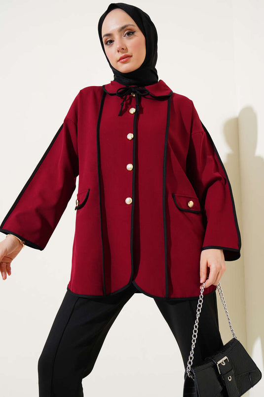 Bebe Collar Jacket Burgundy