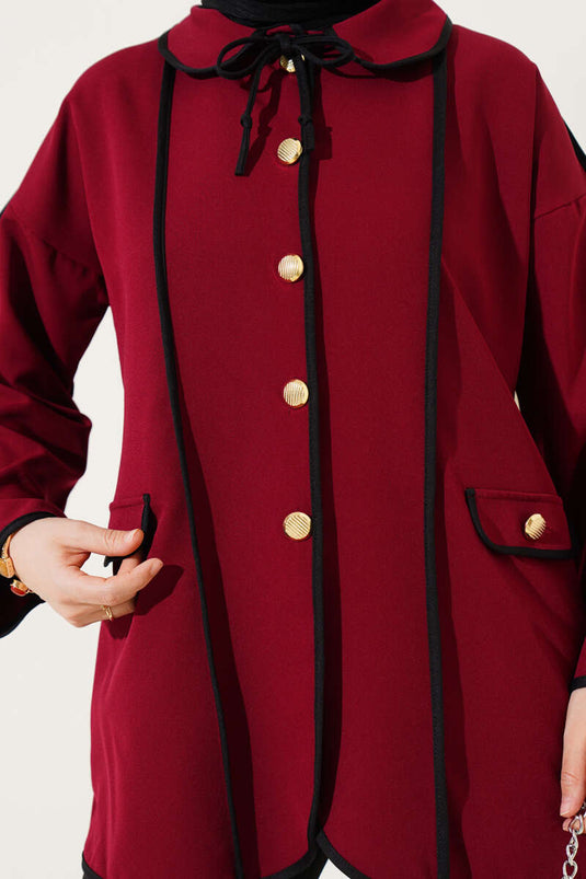 Bebe Collar Jacket Burgundy