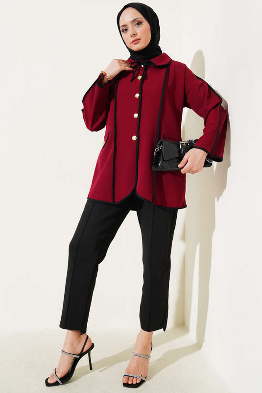 Bebe Collar Jacket Burgundy