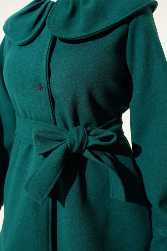 ياقة الطفل المفصلة معطف كاشي زمرد