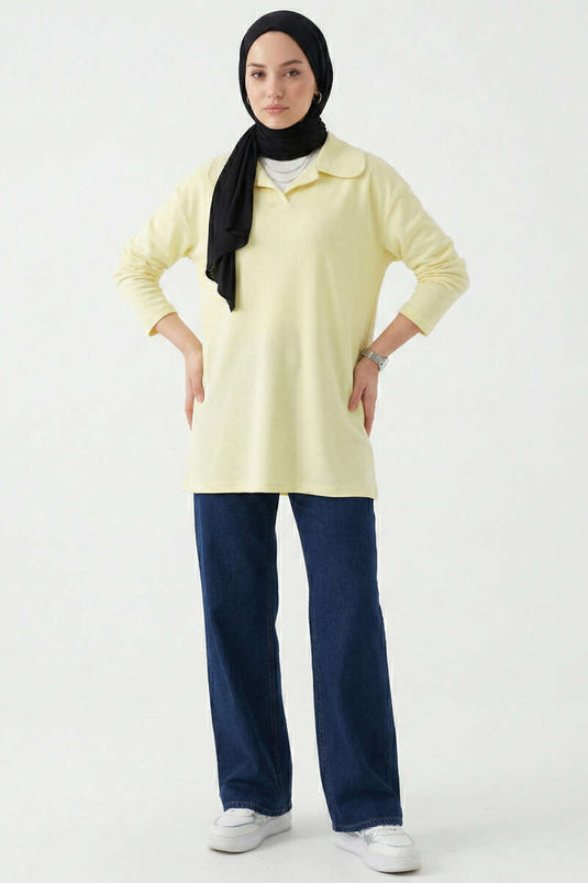 Tunique à col bébé avec détails jaune