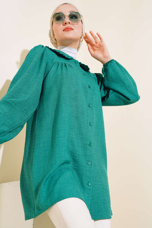 Peter Pan Collar Shirt Emerald Green