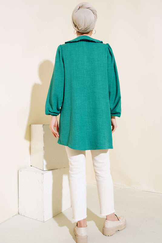 Peter Pan Collar Shirt Emerald Green