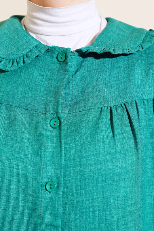 Peter Pan Collar Shirt Emerald Green