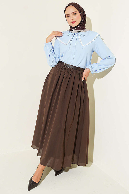 Chemise À Col Bébé Ornée De Détails En Bleu Bébé