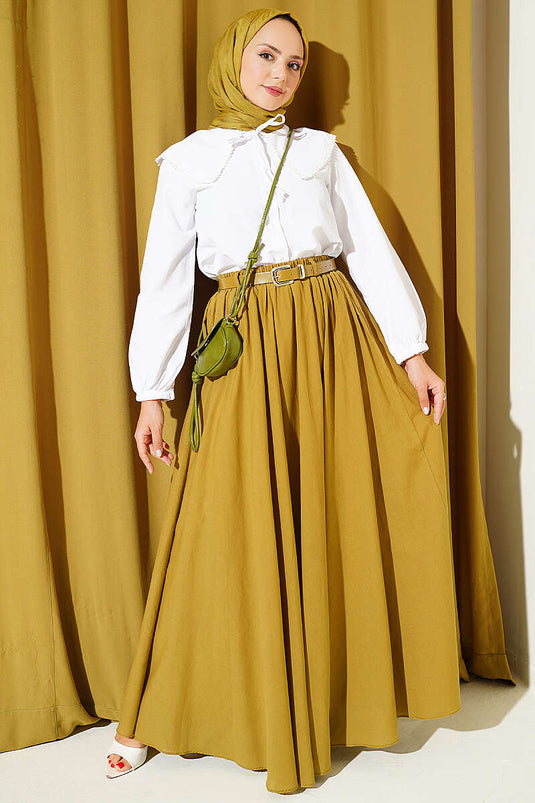 Chemise Blanche À Col Bébé Et Détails En Dentelle