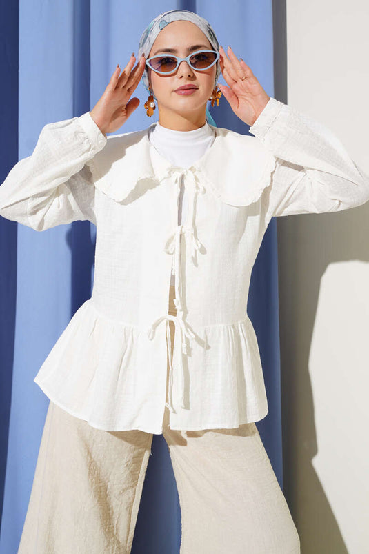 Kimono à nouer pour bébé, écru