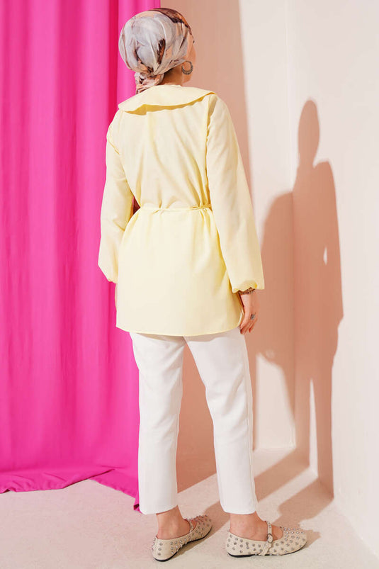 Bebe Yaka İp Kuşaklı Gömlek Sarı