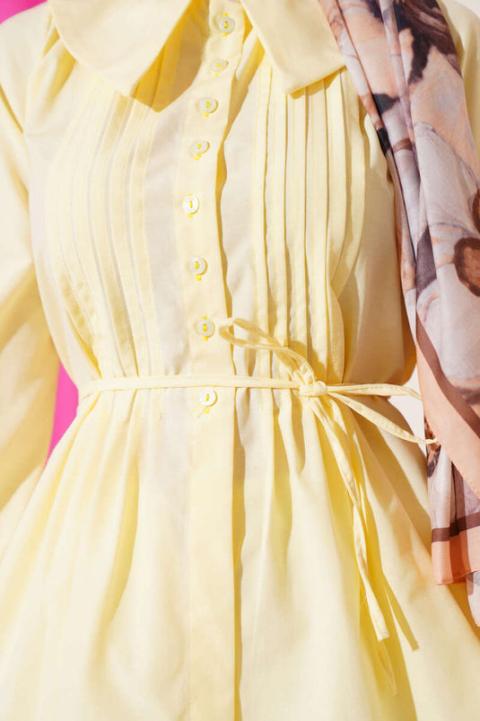 Bebe Yaka İp Kuşaklı Gömlek Sarı