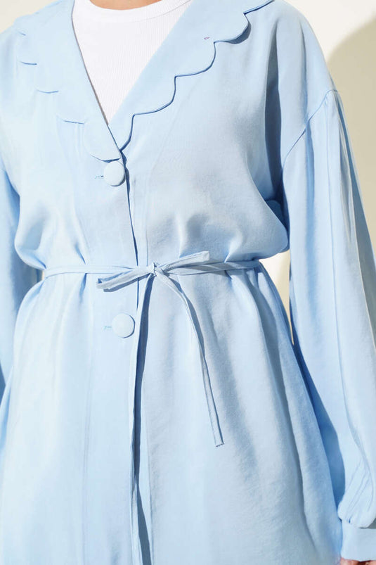 Baby Zweiteiler mit Kragen und Seilgürtel Blau