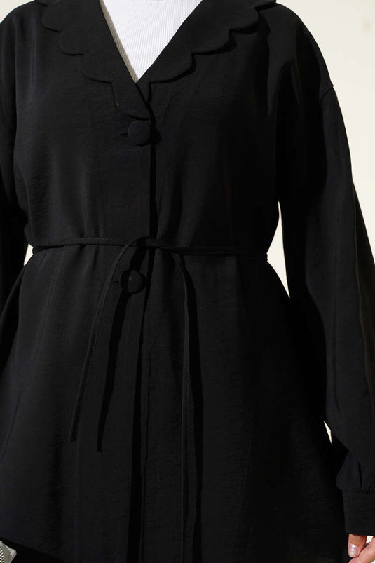 بدلة أطفال من قطعتين مع طوق وحبل وحزام باللون الأسود