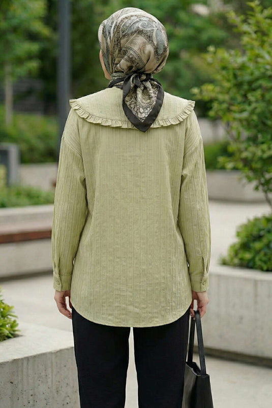 Baby Collar Ribbon Tunic in Pistachio Green