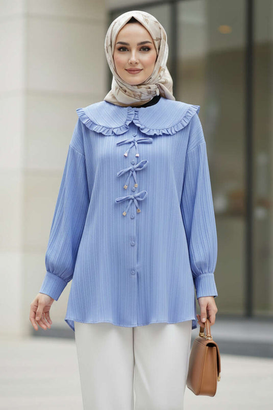 Baby Collar Ribbon Tunic Blue