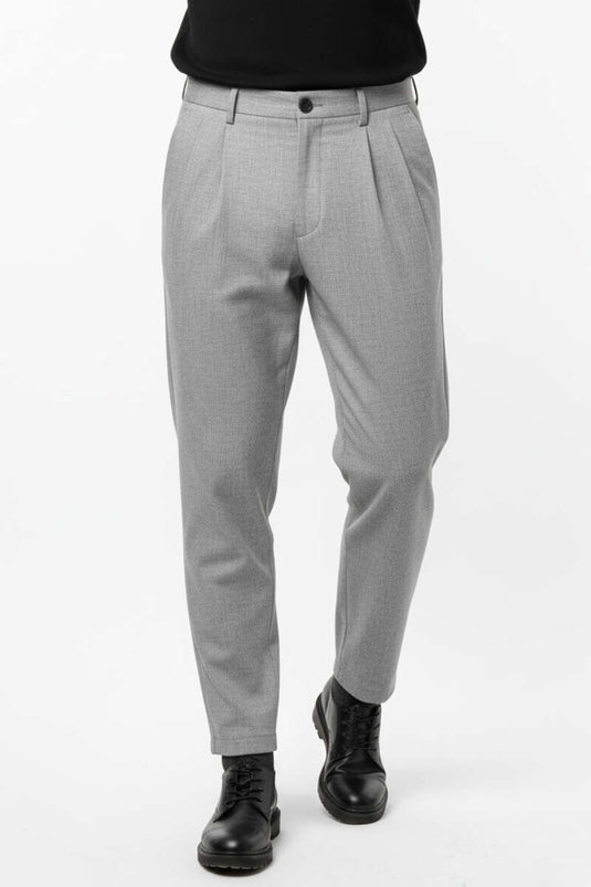 Pantalon en tissu pour homme avec taille élastique, gris