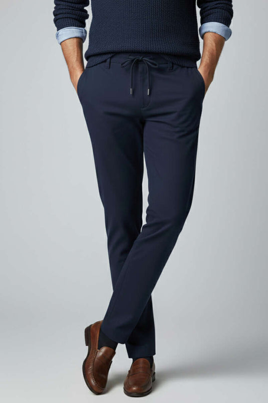 Pantalon homme étroit à poches avec cordon Bel, bleu marine foncé