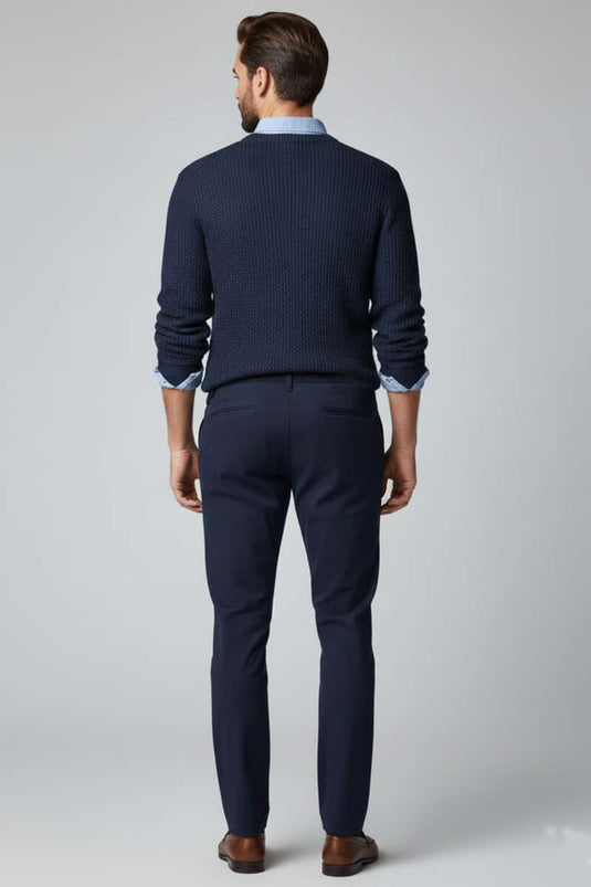 Pantalon homme étroit à poches avec cordon Bel, bleu marine foncé