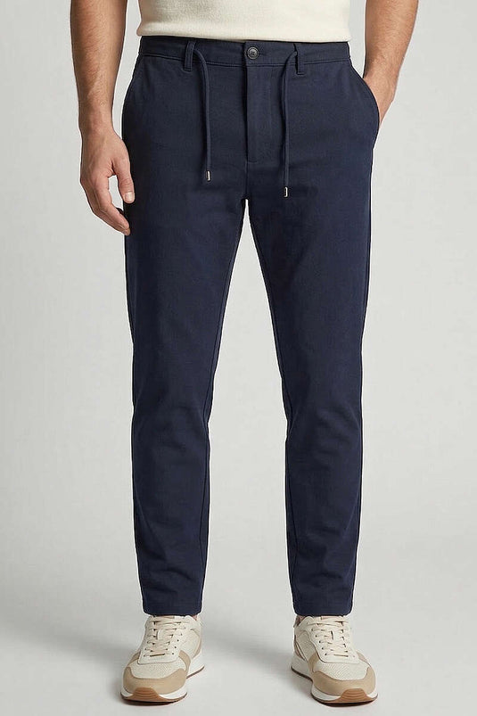 Pantaloni Jogger Uomo con Dettaglio Laccio Bel Blu Scuro