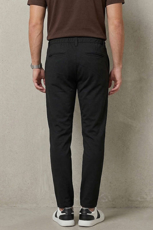 Bel mit Kordelzug Jogger Herrenhose Schwarz