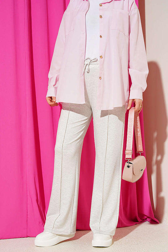 Pantalon à cordon Bel avec fermeture à glissière Gris chiné