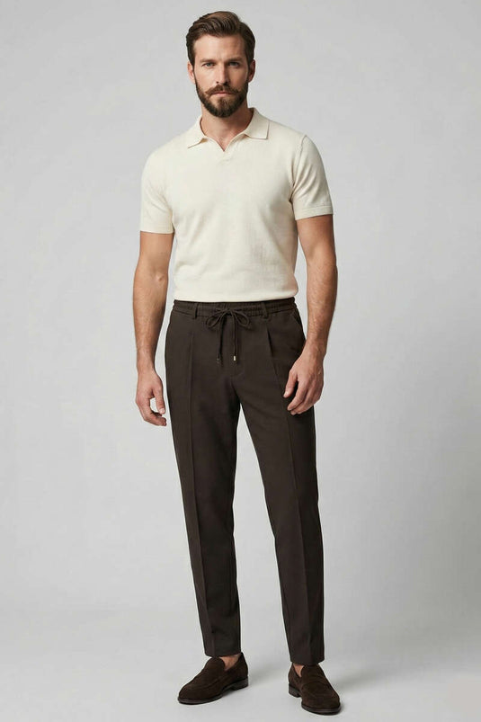 Pantalon homme étroit à cordon Bel Marron
