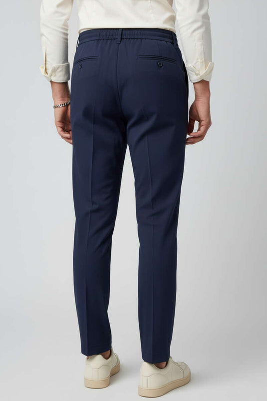 Men's Pants with Elastic Waistband, Navy Blue