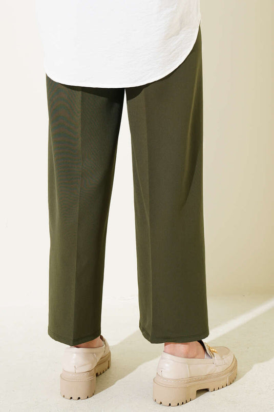 Belted Comfortable Loose Fit Khaki Pants