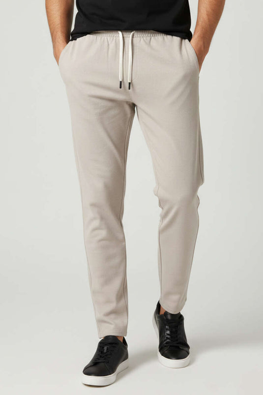 Bel Drawstring Loose Men's Trousers Beige