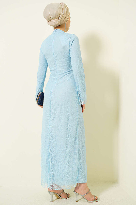 Robe de soirée en tulle dentelle avec fronces Bel, bleu bébé