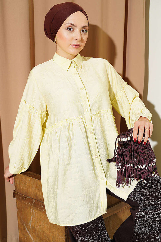 Chemise à motifs intégrés avec fronces Bel Lime