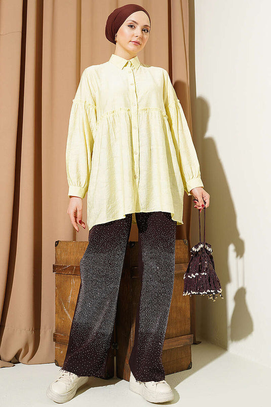Chemise à motifs intégrés avec fronces Bel Lime