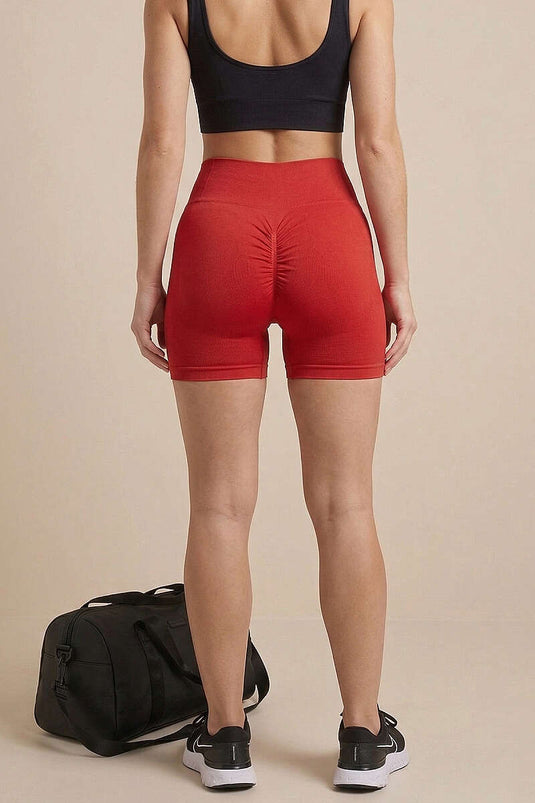 Red Sports Shorts with Waist Stitching