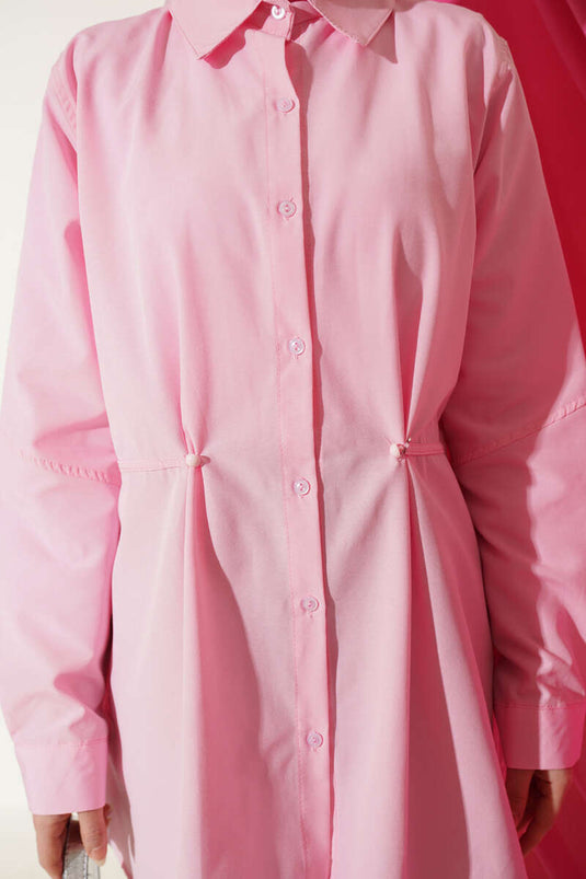 Basic-Hemd mit Knöpfen in Rosa