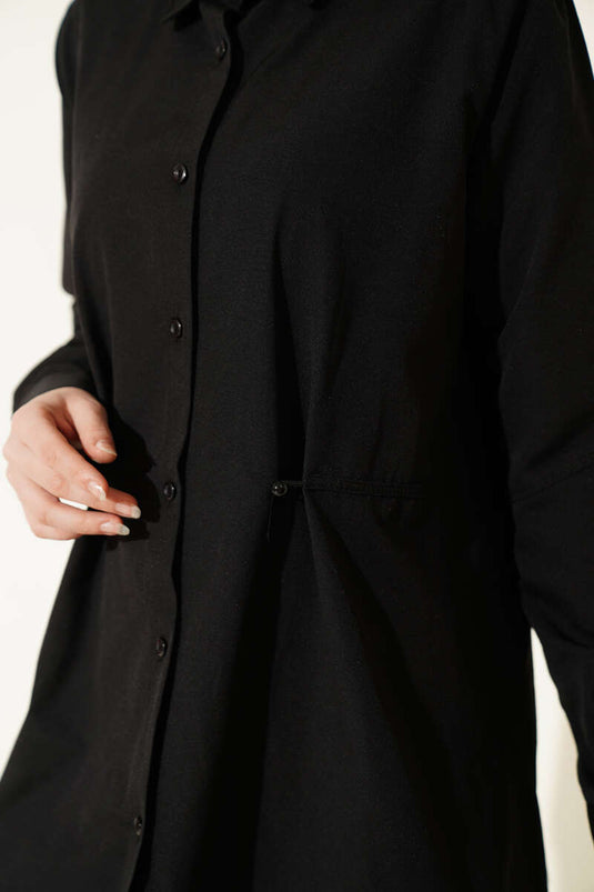 Basic-Hemd mit Knöpfen Schwarz