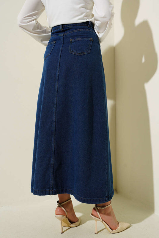 Beautiful Buttoned Pocket Denim Skirt