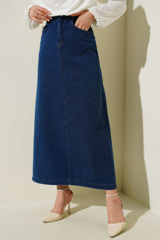 Beautiful Buttoned Pocket Denim Skirt