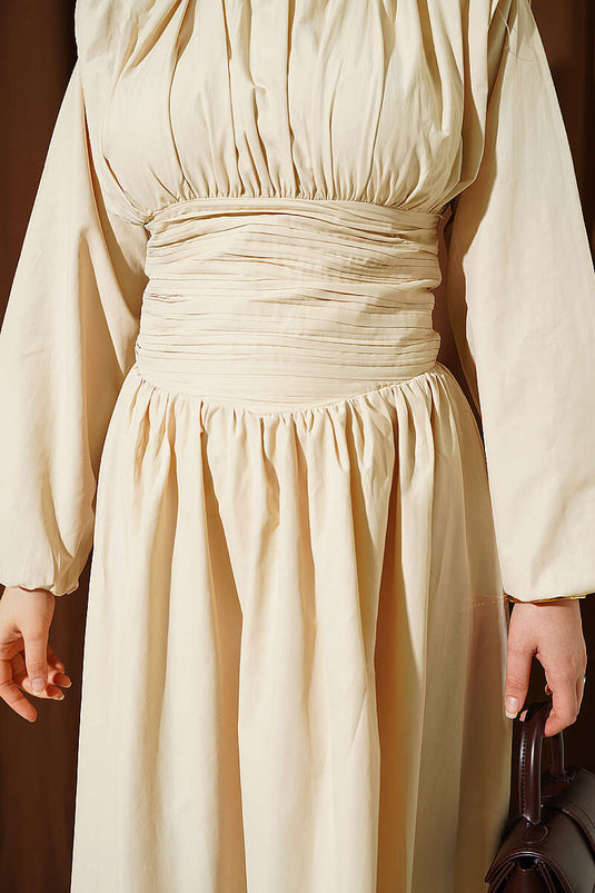 Bel Gipeli Flared Dress Beige