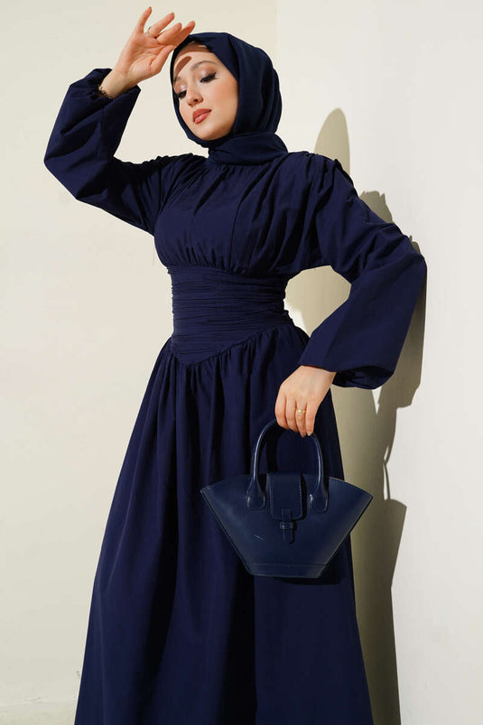 Waist-Gipeli Flared Dress Navy Blue