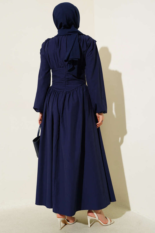Waist-Gipeli Flared Dress Navy Blue