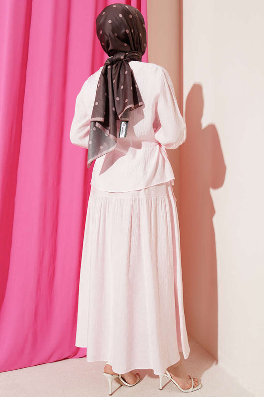 Ensemble Deux Pièces avec Jupe à Cordon Rose